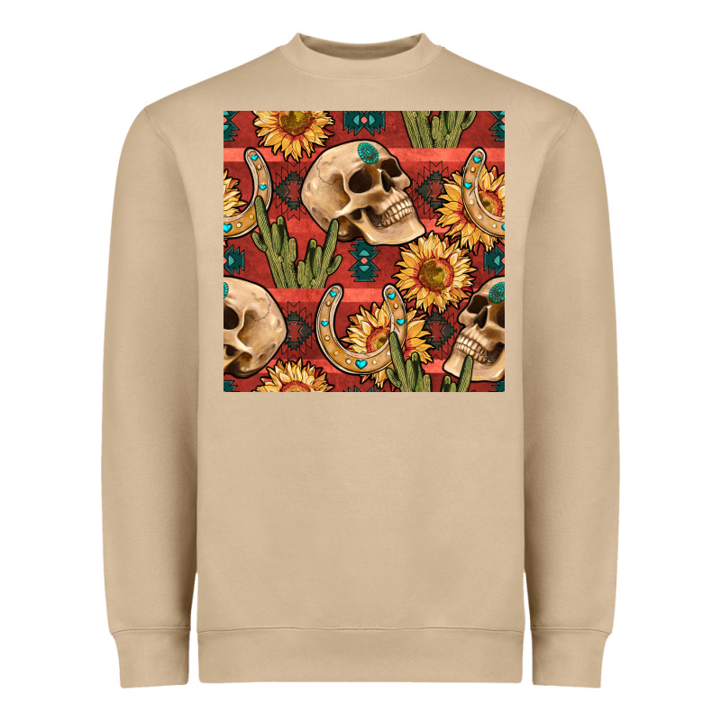 Western Skull Aztec Seamless Pattern Heavyweight Sweatshirt by BundleAndBundleShop | Teevron