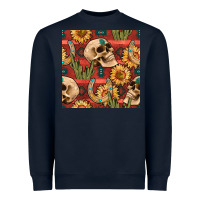 Navy western skull aztec seamless pattern Heavyweight Sweatshirt - BundleAndBundleShop