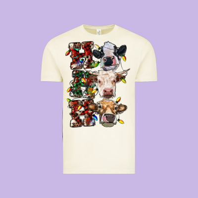Ho Ho Ho Cows Vintage Tee Designed By Ranaportraitstore