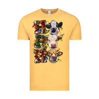 Vintage Mustard Ho Ho Ho Cows Vintage Tee - RanaPortraitStore