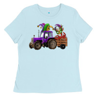Baby Blue mardi gras mask crawfish farm tractor Ladies Tee - RanaPortraitStore