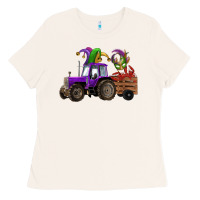 Bone mardi gras mask crawfish farm tractor Ladies Tee - RanaPortraitStore