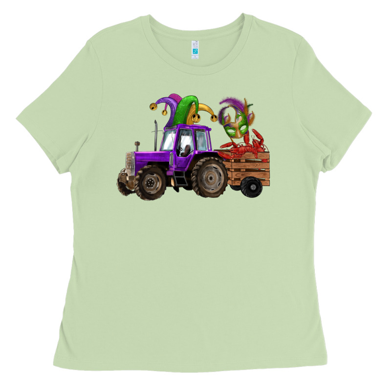 Mardi Gras Mask Crawfish Farm Tractor Ladies Tee by RanaPortraitStore | Teevron