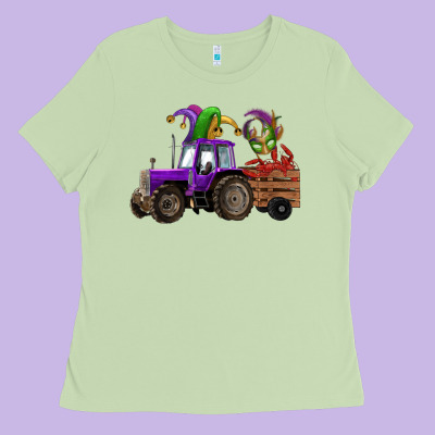 Mardi Gras Mask Crawfish Farm Tractor Ladies Tee Designed By Ranaportraitstore