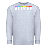 Heather Grey Ally AF Pride Rainbow Shirt  Proud LGBTQ Ally TShirt Premium Sweatshirt - minhPixels