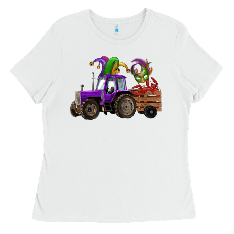 Mardi Gras Mask Crawfish Farm Tractor Ladies Tee by RanaPortraitStore | Teevron