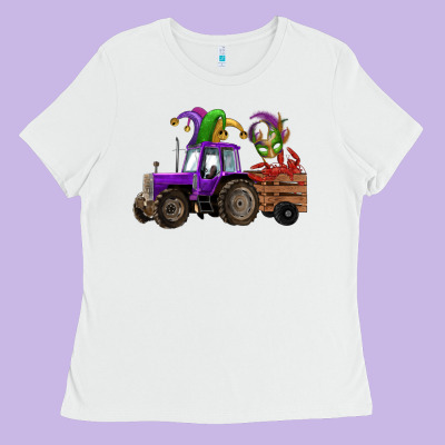 Mardi Gras Mask Crawfish Farm Tractor Ladies Tee Designed By Ranaportraitstore