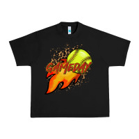 Black Softball game day leopard fire and ball Urban Heavy Tee - HowdyJamesFarm