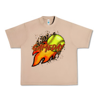 Burro Softball game day leopard fire and ball Urban Heavy Tee - HowdyJamesFarm