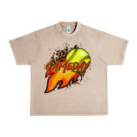 French Oak Softball game day leopard fire and ball Urban Heavy Tee - HowdyJamesFarm