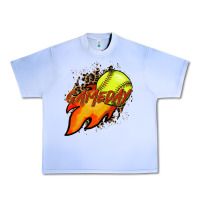 Grape Ice Softball game day leopard fire and ball Urban Heavy Tee - HowdyJamesFarm