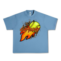Pebble Blue Softball game day leopard fire and ball Urban Heavy Tee - HowdyJamesFarm
