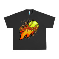 Pigment Black Softball game day leopard fire and ball Urban Heavy Tee - HowdyJamesFarm
