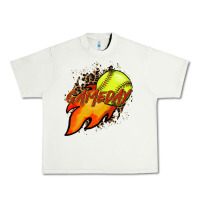 Pistachio Softball game day leopard fire and ball Urban Heavy Tee - HowdyJamesFarm