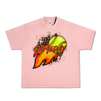 Salmon Softball game day leopard fire and ball Urban Heavy Tee - HowdyJamesFarm