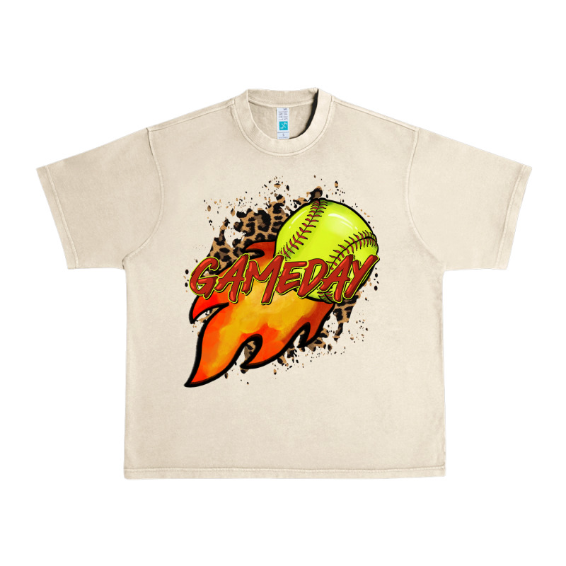 Softball Game Day Leopard Fire And Ball Urban Heavy Tee by HowdyJamesFarm | Teevron