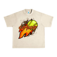 Sandshell Softball game day leopard fire and ball Urban Heavy Tee - HowdyJamesFarm