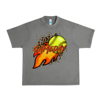 Tornado Softball game day leopard fire and ball Urban Heavy Tee - HowdyJamesFarm