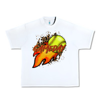 White Softball game day leopard fire and ball Urban Heavy Tee - HowdyJamesFarm