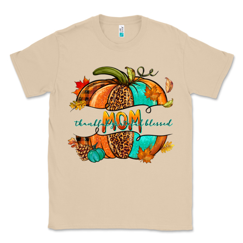 Thankful Grateful Blessed Mom Pumpkin Classic Tee by NancyCooperArtShop | Teevron