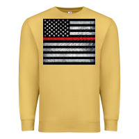 Antique Gold thin red line American flag metal floor Premium Sweatshirt - Artiststas
