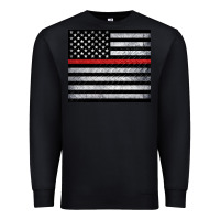 Black thin red line American flag metal floor Premium Sweatshirt - Artiststas