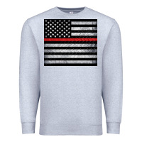 Heather Grey thin red line American flag metal floor Premium Sweatshirt - Artiststas