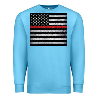 Ocean Blue thin red line American flag metal floor Premium Sweatshirt - Artiststas