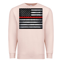 Pale Pink thin red line American flag metal floor Premium Sweatshirt - Artiststas