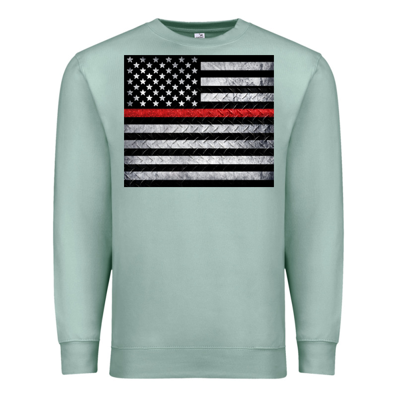 Thin Red Line American Flag Metal Floor Premium Sweatshirt by Artiststas | Teevron