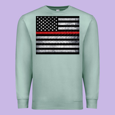 Thin Red Line American Flag Metal Floor Premium Sweatshirt Designed By Artiststas