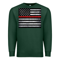 Sports Green thin red line American flag metal floor Premium Sweatshirt - Artiststas