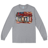 Heather Grey American junkie 4th of july Long Sleeve Tee - CowGirlArtShop