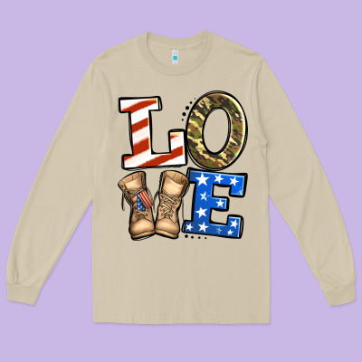Love 4th Of July Army Veteran Long Sleeve Tee Designed By Jasminsmagicworld