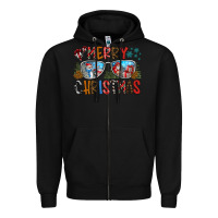 Black merry christmas Zipper Hoodie - CowhideDigitalArt