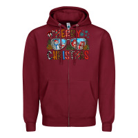 Burgundy merry christmas Zipper Hoodie - CowhideDigitalArt