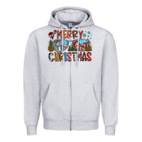 Heather Grey merry christmas Zipper Hoodie - CowhideDigitalArt