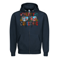 Navy merry christmas Zipper Hoodie - CowhideDigitalArt