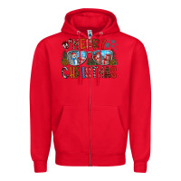 Red merry christmas Zipper Hoodie - CowhideDigitalArt