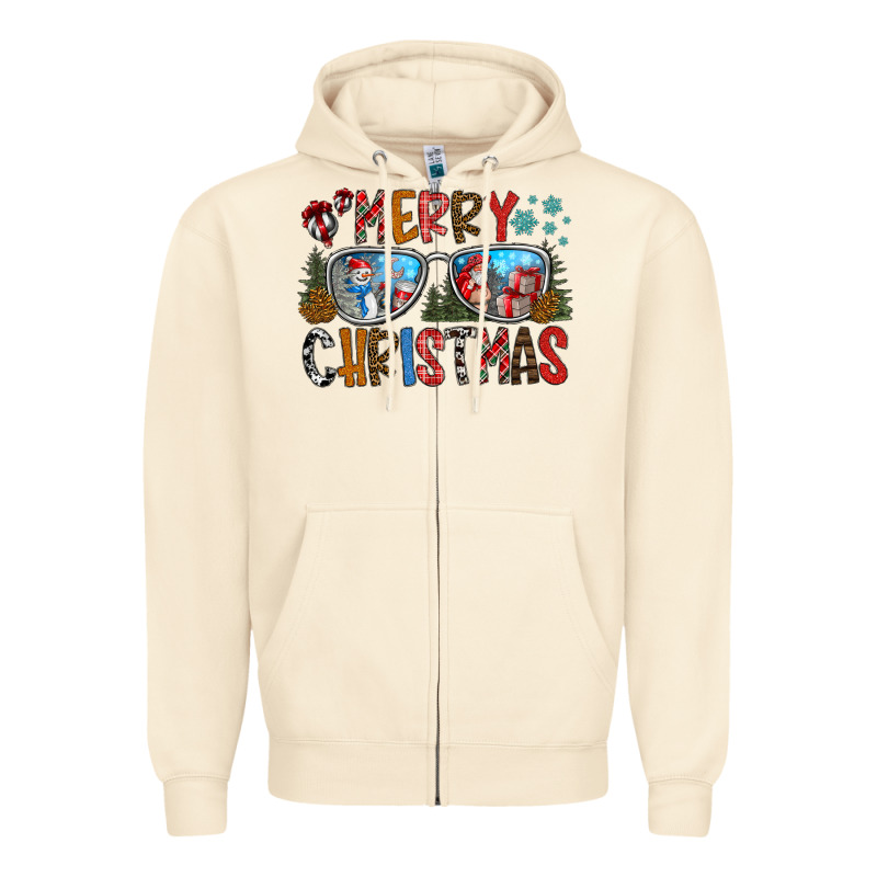 Merry Christmas Zipper Hoodie by CowhideDigitalArt | Teevron