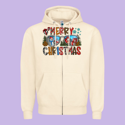 Merry Christmas Zipper Hoodie Designed By Cowhidedigitalart