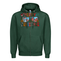 Sports Green merry christmas Zipper Hoodie - CowhideDigitalArt