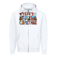White merry christmas Zipper Hoodie - CowhideDigitalArt