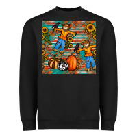 Black fall scarecrow seamless pattern Heavyweight Sweatshirt - BundleAndBundleShop