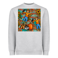 Heather Grey fall scarecrow seamless pattern Heavyweight Sweatshirt - BundleAndBundleShop