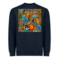 Navy fall scarecrow seamless pattern Heavyweight Sweatshirt - BundleAndBundleShop