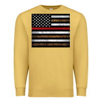 Antique Gold thin red line American flag leopard Premium Sweatshirt - Artiststas