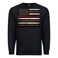 Black thin red line American flag leopard Premium Sweatshirt - Artiststas