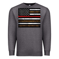 Charcoal Heather thin red line American flag leopard Premium Sweatshirt - Artiststas