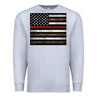 Heather Grey thin red line American flag leopard Premium Sweatshirt - Artiststas